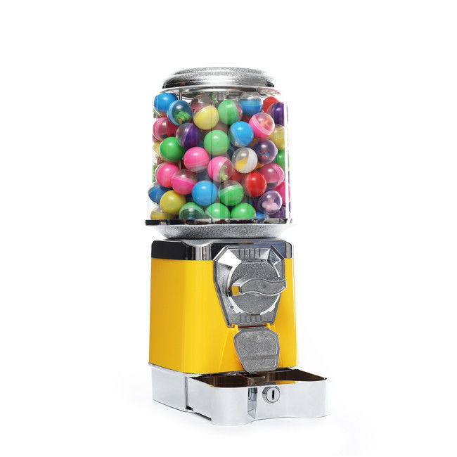 peanut candy vending machine PC 3.6kgs round gumball capsules metal yellow for shopping mall